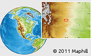Physical Location Map of the area around 36° 47' 25" N, 101° 4' 29" W