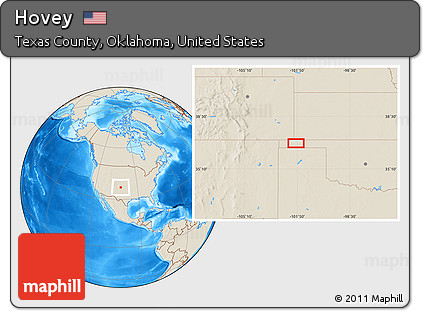 Shaded Relief Location Map of Hovey