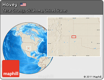 Shaded Relief Location Map of Hovey