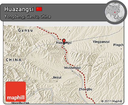Shaded Relief 3D Map of Huazangsi