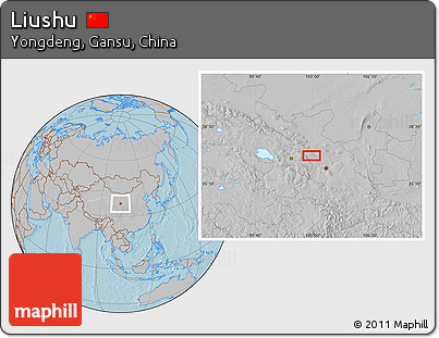Gray Location Map of Liushu, hill shading