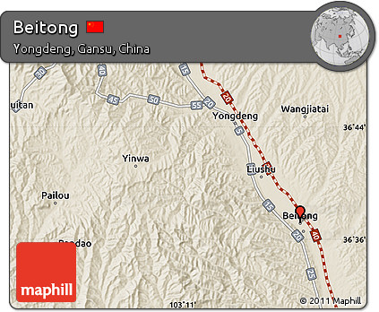 Shaded Relief Map of Beitong