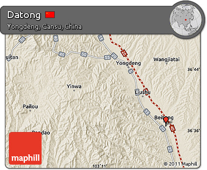 Shaded Relief Map of Datong