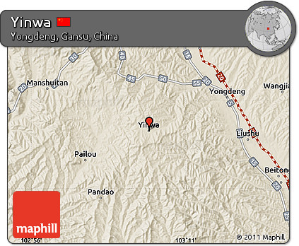 Shaded Relief Map of Yinwa