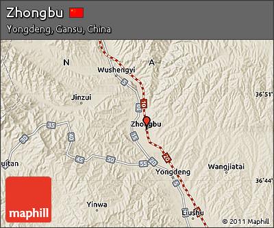 Shaded Relief Map of Zhongbu