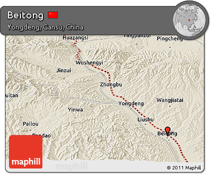 Shaded Relief Panoramic Map of Beitong