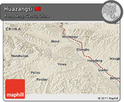 Shaded Relief Panoramic Map of Huazangsi