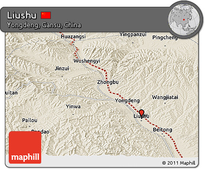 Shaded Relief Panoramic Map of Liushu