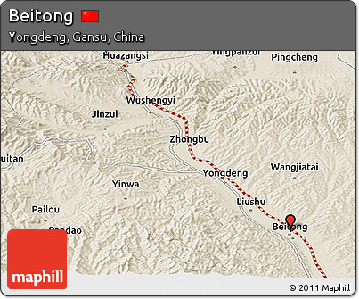 Shaded Relief Panoramic Map of Beitong