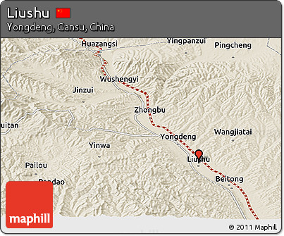 Shaded Relief Panoramic Map of Liushu