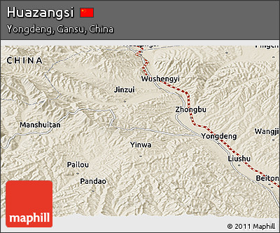Shaded Relief Panoramic Map of Huazangsi