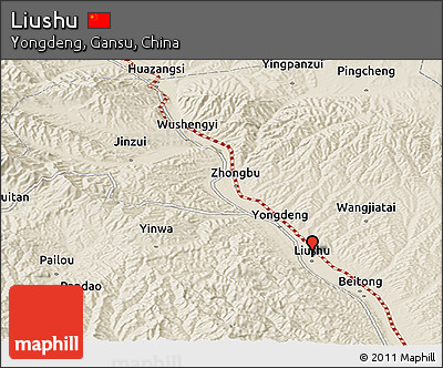 Shaded Relief Panoramic Map of Liushu