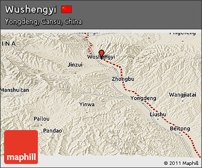 Shaded Relief Panoramic Map of Wushengyi