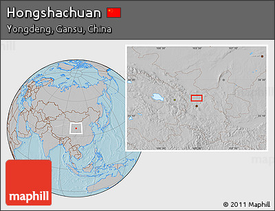 Gray Location Map of Hongshachuan, hill shading
