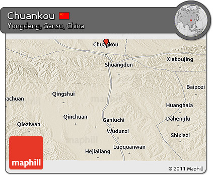 Shaded Relief Panoramic Map of Chuankou
