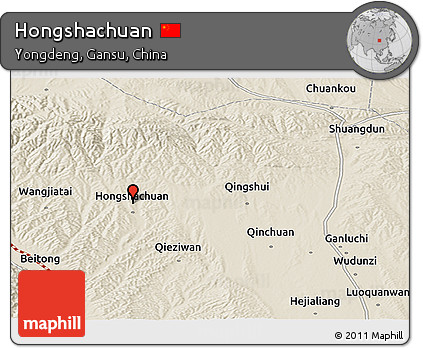 Shaded Relief Panoramic Map of Hongshachuan