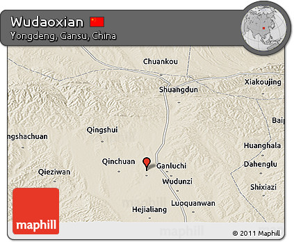 Shaded Relief Panoramic Map of Wudaoxian