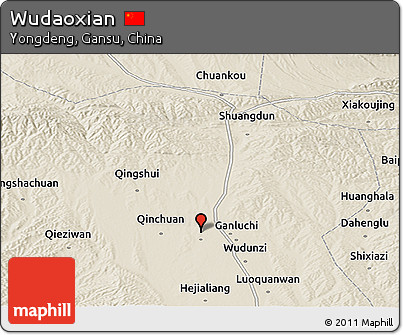 Shaded Relief Panoramic Map of Wudaoxian