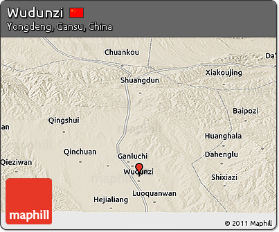 Shaded Relief Panoramic Map of Wudunzi
