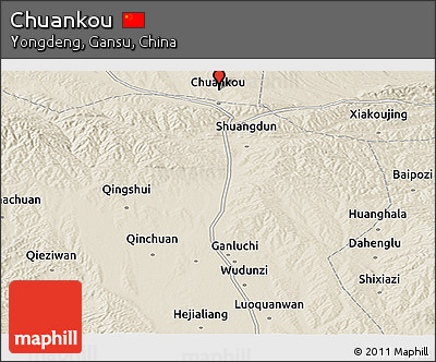 Shaded Relief Panoramic Map of Chuankou