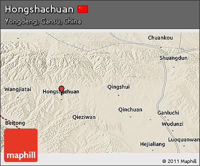 Shaded Relief Panoramic Map of Hongshachuan