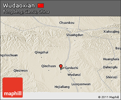 Shaded Relief Panoramic Map of Wudaoxian