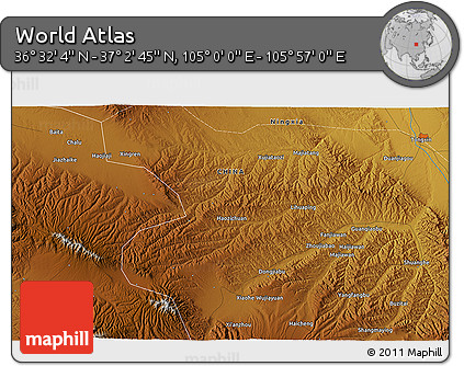 Physical 3D Map of the Area around 36° 47' 25" N, 105° 28' 29" E