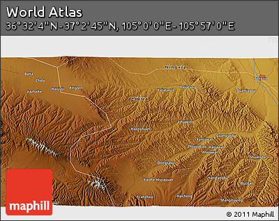 Physical 3D Map of the Area around 36° 47' 25" N, 105° 28' 29" E