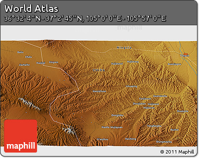 Physical 3D Map of the Area around 36° 47' 25" N, 105° 28' 29" E