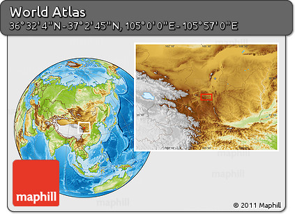 Physical Location Map of the Area around 36° 47' 25" N, 105° 28' 29" E