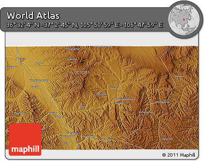 Physical 3D Map of the Area around 36° 47' 25" N, 106° 19' 29" E