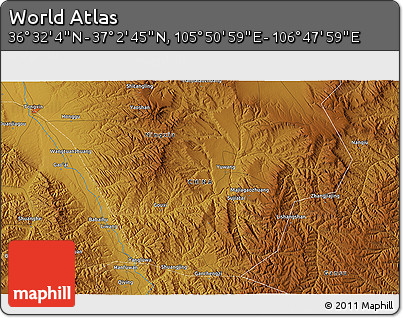 Physical 3D Map of the Area around 36° 47' 25" N, 106° 19' 29" E