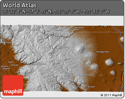 Physical 3D Map of the Area around 36° 47' 25" N, 106° 10' 30" W