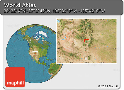 Satellite Location Map of the Area around 36° 47' 25" N, 106° 10' 30" W