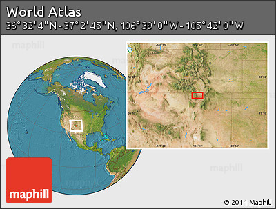 Satellite Location Map of the Area around 36° 47' 25" N, 106° 10' 30" W
