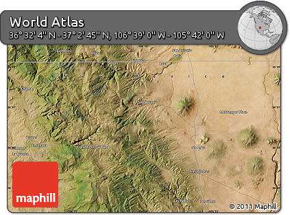 Satellite Map of the Area around 36° 47' 25" N, 106° 10' 30" W