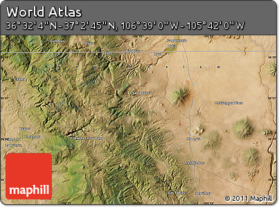 Satellite Map of the Area around 36° 47' 25" N, 106° 10' 30" W