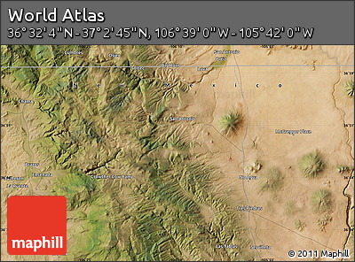 Satellite Map of the Area around 36° 47' 25" N, 106° 10' 30" W