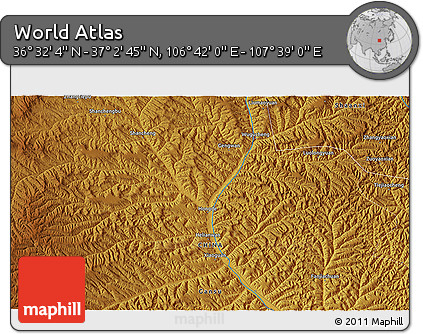Physical 3D Map of the Area around 36° 47' 25" N, 107° 10' 30" E