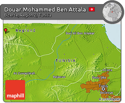 Physical 3D Map of Douar Mohammed Ben Attala