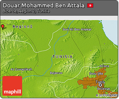 Physical 3D Map of Douar Mohammed Ben Attala
