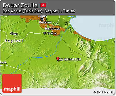 Physical 3D Map of Douar Zouila