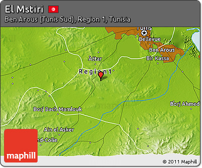 Physical 3D Map of El Mstiri