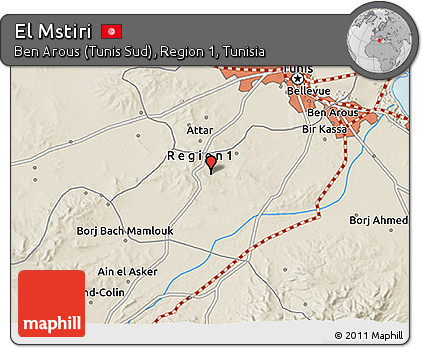 Shaded Relief 3D Map of El Mstiri