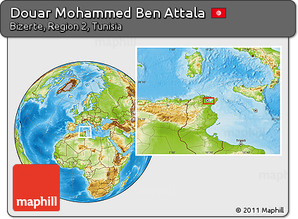 Physical Location Map of Douar Mohammed Ben Attala