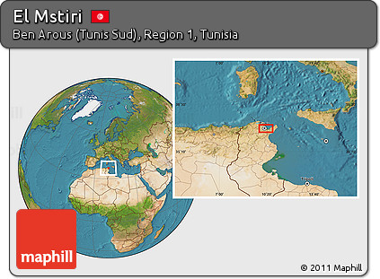 Satellite Location Map of El Mstiri