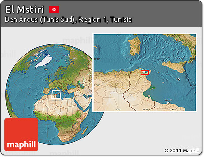 Satellite Location Map of El Mstiri