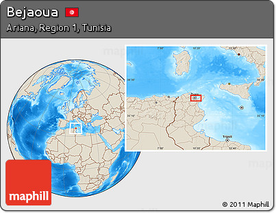 Shaded Relief Location Map of Bejaoua