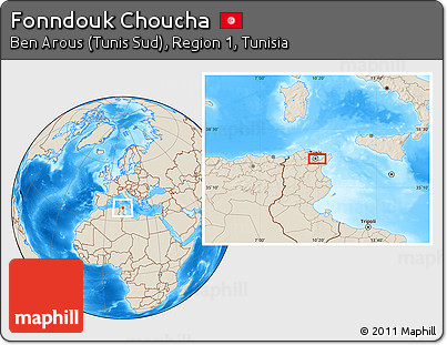 Shaded Relief Location Map of Fonndouk Choucha