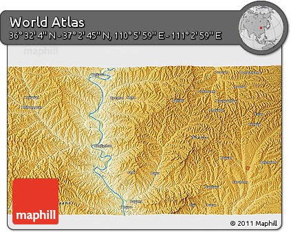 Physical 3D Map of the Area around 36° 47' 25" N, 110° 34' 29" E
